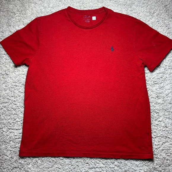 Polo Ralph Lauren Shirt Mens Large Crewneck Tee Classic Red Blue Pony Preppy - Picture 1 of 4